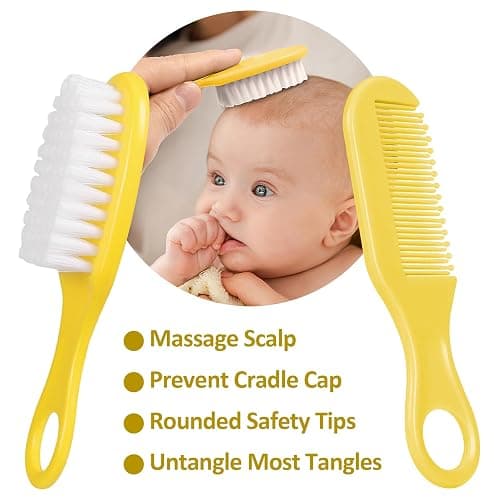 Baby Grooming Kit, Infant Safety Care Set with Hair Brush Comb Nail Clipper Nasal Aspirator,Baby Essentials Kit for Newborn Girls Boys (Yellow) thumbnail 2