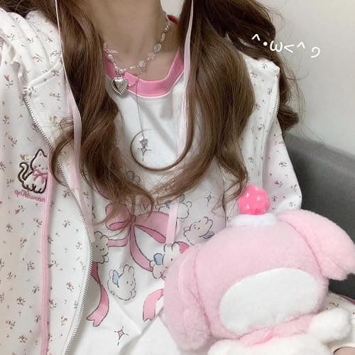 OATSBAS Women's Y2K Cute Floral Hoodies Kawaii Zip Up Hoodies Cartoon Cat Embroidery Oversized Pullover Sweatshirt thumbnail 5