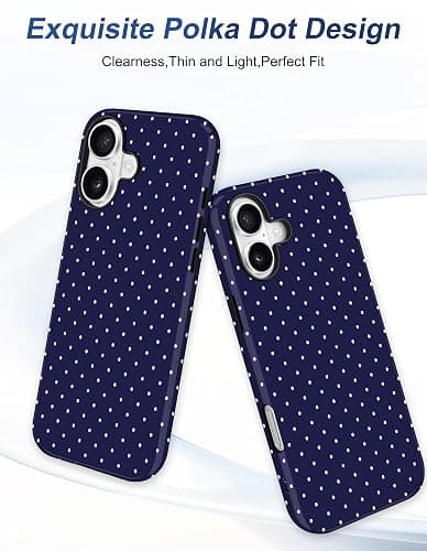 Jusy Compatible with MagSafe Polka Dot Case for iPhone 16, Cute Aesthetic Polka Dots Magnetic Phone Case, Soft TPU and Hard PC Protective Phone Cover for Women Girls (Matte), Navy Blue thumbnail 3