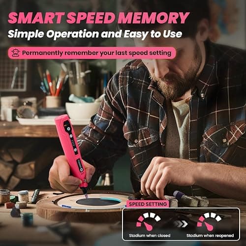 HARDELL Mini Cordless Rotary Tool, 5-Speed 3.7V Rechargeable Rotary Tool Kit with 69 Accessories, DIY Caft Tool for Sanding, Polishing, Drilling, Engraving, 3D Printing thumbnail 3