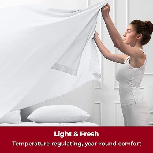 Mellanni Twin Sheets Set - 3 PC Iconic Collection Bedding - Hotel Luxury, Extra Soft, Cooling Bed Sheets - Wrinkle, Fade, Stain Resistant (Twin, White) thumbnail 4