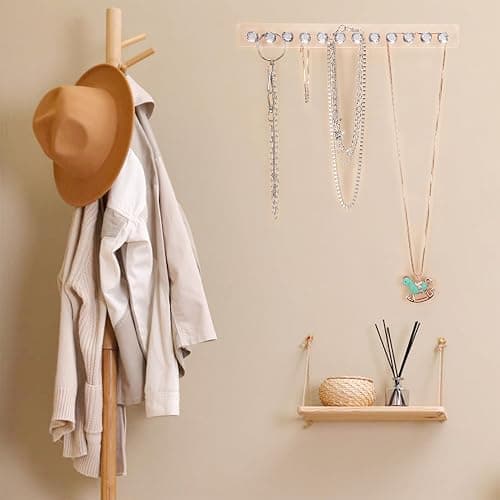 Newellsail Halsketten-Aufhänger Acryl-Halskettenhalter Wandmontage Schmuck-Organizer mit 12 Diamant Form Haken für Halsketten, Armbänder, Ketten, Ohrringe, 2 Stück (Transparent) thumbnail 6