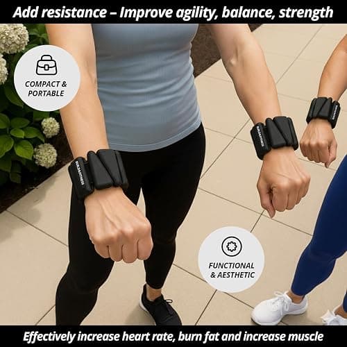 Wrist & Ankle Weights, Adjustable Bands for Women & Men Workouts, Set of 2 – 2lb or 4lb (1lb or 2lb each strap) Ideal for Runs, Jogs, Walks, Yoga, Dance, Pilates, Cardio, Aerobics, Strength Training thumbnail 4