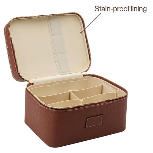ETOILE - Duo Vanity Case Ginger Brown - Large Functional Travel Makeup Bag Organizer with Removable Divider & Mirror thumbnail 8