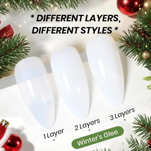 Beetles Winter's Glee Milky White Gel Nail Polish - 15ml Neutral Jelly Nude Nail Polish Base Color Nail Concealer Sheer Translucent Effect Soak Off UV French Nail Art Salon Christmas Gift for Women thumbnail 4