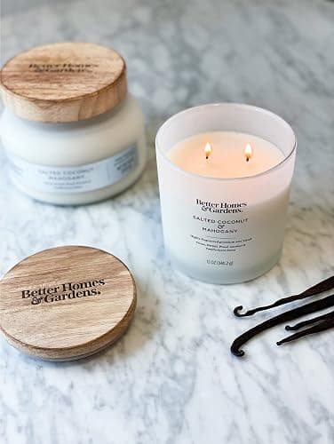 BetterHomes&Gardens 12oz Scented Candle, Salted Coconut & Mahogany 2-Pack, Cream, 35524 thumbnail 3