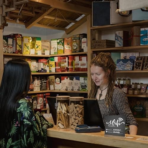 Fosinz WiFi Password Sign Wooden WiFi Sign Wireless Network Sign Table Chalkboard for Restaurant Supermarket Office Home Bar Coffee (6.1" HX5.9 W Black2) thumbnail 2