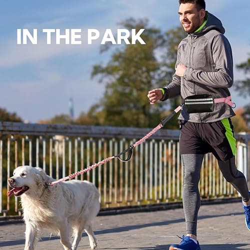 Yicostar Hands Free Dog Leash, Adjustable Waist Belt with Double Padded Handles No Pull,Pink thumbnail 7