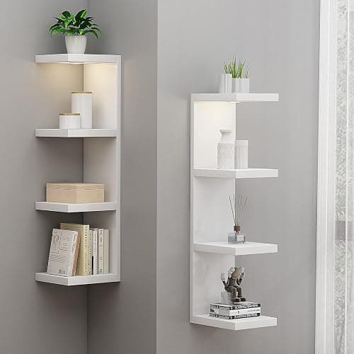 LitaEther Versatile 4 Tier Wall Shelf Unit,White Lack Wall Shelf,Display Floating Shelf with LED Remote Control Light thumbnail 5
