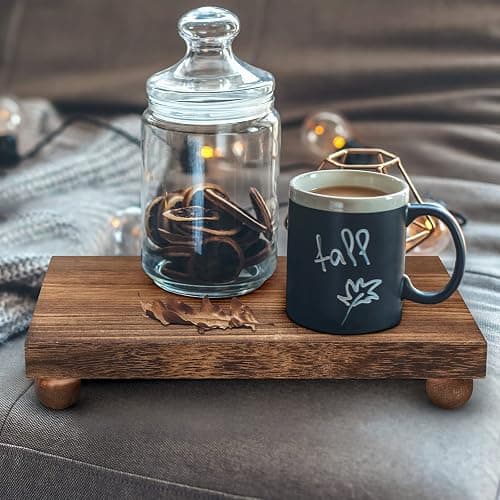 Amyhill Wood Pedestal Stand Kitchen Soap Tray Farmhouse Wooden Riser Stand for Kitchen Bathroom Counter Table Decor Plant Candle Vases Display (Dark Brown, 12 x 7 inch) thumbnail 7