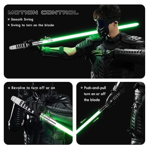 CVCBSER Dueling Lightsaber, 15 Colors Changeable with 12 Mode Sound Effect Premium Metal Handle Sturdy Blade Light Saber (RGB-X-Silver) thumbnail 5
