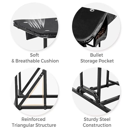 IRONMAX Foldable Shooting Bench, Height Adjustable Shooting Table with Padded Seat, Gun Rest & Gear Pockets, Portable Shooting Bench for Rifles, Outdoor Range and Hunting thumbnail 5