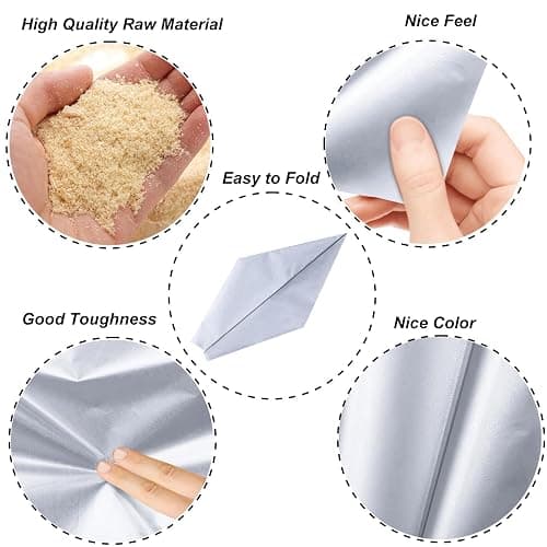 Jkopsnr 100 Sheets Silver Tissue Paper 20x12 Inches Tissue Paper for Gift Bags Wrapping Tissue Paper Bulk for DIY Crafts Birthday Baby Shower Festival Holidays Decorative thumbnail 4