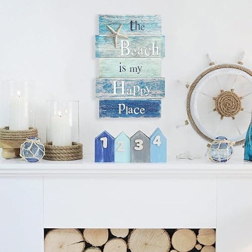 MODE HOME Coastal Wall Decor for Home, Beach Wall Art Wooden Hanging Sign with Starfish Element, Perfect Beach Themed Room Decor and Ocean Decor for Bathroom Bedroom Coastal Living Spaces 11.5" x 17" thumbnail 7