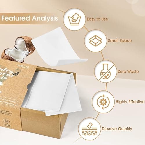 Poesie Laundry Detergent Sheets Coconut Milk Scent 160 Count Non Plastic Jugs Portable Laundry Soap Sheet for Clothes Washing Indoor and Outdoor Essentials thumbnail 3