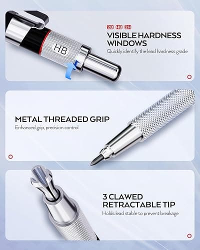 Nicpro 6PCS Art Mechanical Pencil Set, 3PCS Metal Drafting Pencil 0.5 mm & 0.7 mm & 0.9 mm & 3PCS 2mm Graphite Lead Holder (2B HB 2H) For Writing, Sketching Drawing With Lead Refills Case thumbnail 2