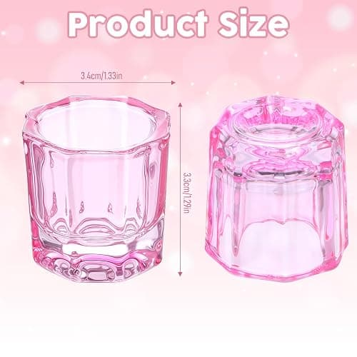 2 Pack Pink Dapping Dish for Nails Glass Nail Monomer, Pink Dish Cups for Nail, Glass Liquid Nails Bowls Liquids Holder Dampen Dishes Acrylic Powder Holder for Art Acrylic Liquid Manicure Care Tools thumbnail 4