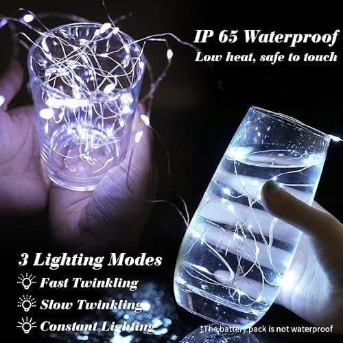ZGWJ 12 Pack Fairy Lights Battery Operated, 7ft 20 Mini LED Fairy String Lights Silver Wire 3 Modes for DIY, Parties, Wedding, Bedroom, Halloween Christmas Decoration Silver White thumbnail 3