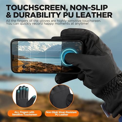 rivmount Winter Gloves Women Men, Thermal Ski Gloves for Cold Weather with Warm, Waterproof, Touchscreen for Running, Skiing thumbnail 4