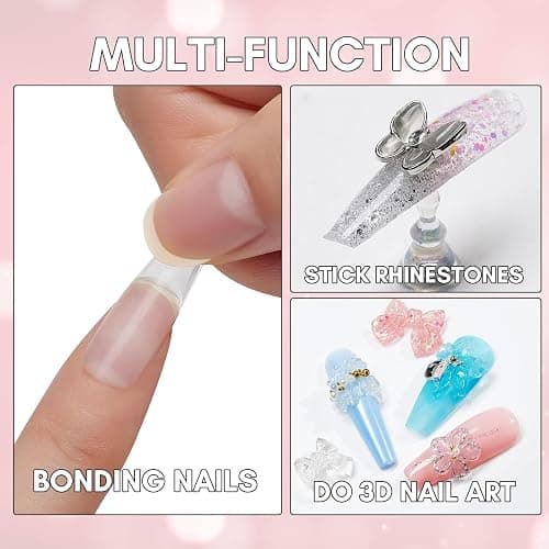 Makartt Solid Nail Glue Gel for Press On Nails- Strong Clear Acrylic Nail Tips Solid Gel Nail Glue for Fake Nails Soft Gel Nail Tips Solid Hard Gel for Nails Nail Art DIY Home 15ML UV Light Cured thumbnail 7