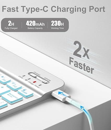 Hamile for iPad 11th 10th Generation Case with Keyboard - 7 Colors Backlit Wireless Detachable Folio Keyboard Cover with Pencil Holder for iPad A16 11-inch 2025 10th Gen 10.9 Inch 2022 (Light Gray) thumbnail 3