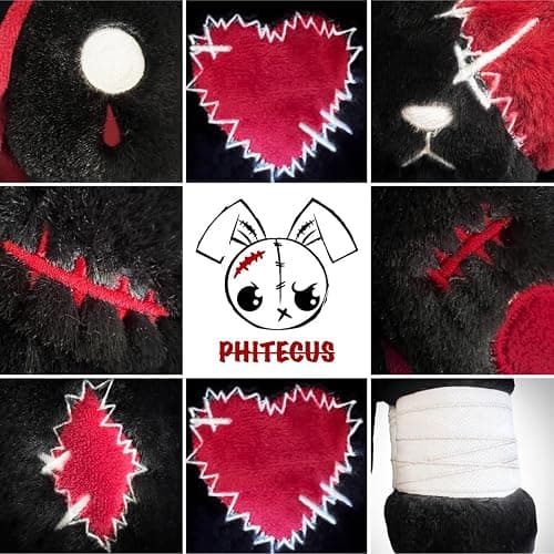 PHITECUS Scary Goth Bunny Plush-Creepy Emo Rabbit Stuffed Animal-Horror Plushie Animal thumbnail 5
