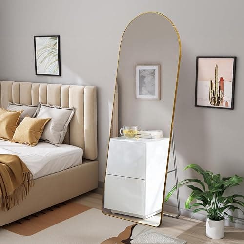 Warmiehomy Arched Full Length Mirror, 160X50cm Large Full Body Floor Standing Mirror, Hanging or Leaning Against Wall for Bedroom Cloakroom, Gold thumbnail 9