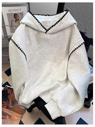 RoseSeek Women's Letter Graphic Oversized Hoodie Long Sleeve Drawstring Pullovers Crop Sweatshirt thumbnail 2