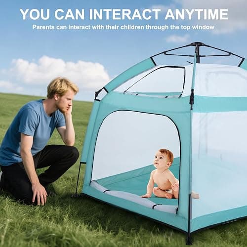 Bend River Portable Baby Playpen with Canopy, Infant Play Yard, Beach Tent, Mosquito Net for Indoor and Outdoor (Green) thumbnail 4
