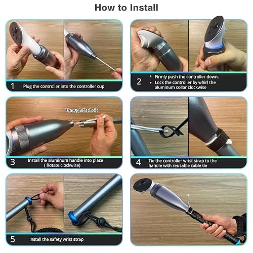 VR Baseball Bat Attachment for Meta Quest 3/3S - Aluminum Short Baseball Bat Handle Accessory for WIN Reality and Totally Baseball Indoor Training (Comes with Real Grip Tape) (Silver) thumbnail 7