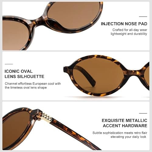 ViewJoy Retro Oval Sunglasses for Women Vintage 90s Y2K Trendy Designer Sun Glasses thumbnail 6