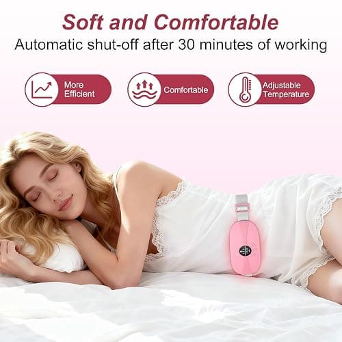 BAMCOO Portable Heating Pad, 5s Fast Heating, 3 Heat Levels and 3 Massage Modes, Heating Pad for Period Cramps for Women and Girls(Pink) thumbnail 3