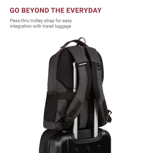 SwissGear 5505 Cecil 16” Laptop Backpack Charcoal – Daily Laptop Bag with Gear Attachment Options – Multiple Organizer Pockets & Padded Shoulder Straps thumbnail 4