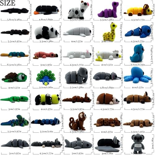 25PCS Mini Animal Figurines Set, 3D Printed Articulated Flexible Fidget Toys for Adults, Stress Relief Sensory Toys, Cute Desk Decor for Home Office, Party Favors, Gift Ideas (36 Animals B) thumbnail 3