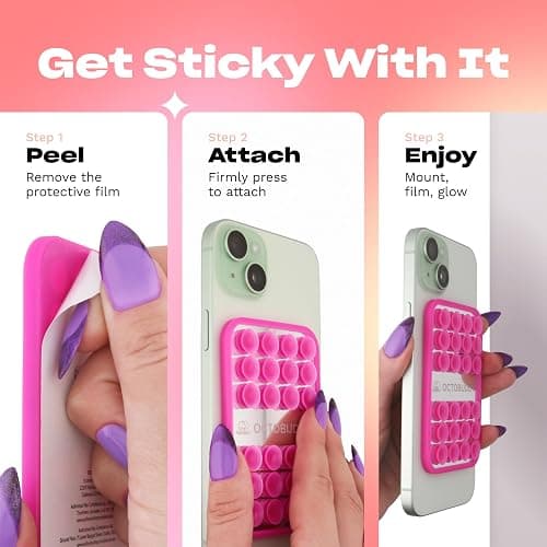 OCTOBUDDY Mirror - OG Suction Cup Phone Mount - Silicone Suction Grip Mobile Holder with Built-in Mirror - Hands-Free Selfies and Videos - Content Creator Accesory - 2.6″ x 3.9″, Baby Blue thumbnail 6