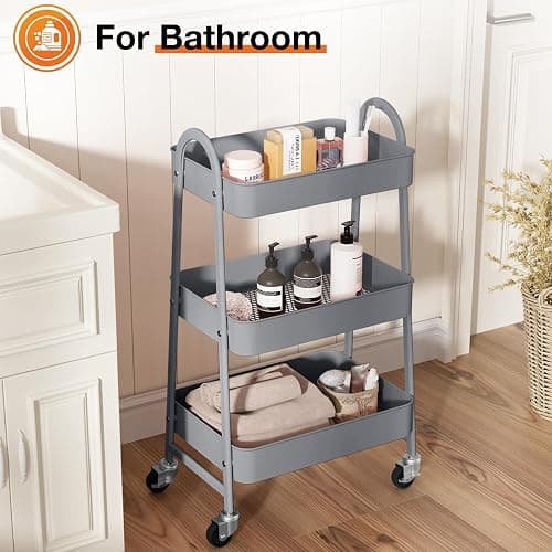 3-Tier Metal Rolling Cart thumbnail 6