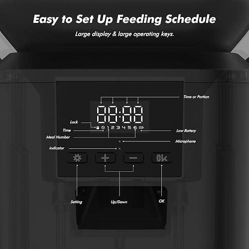 Automatic Dog Feeder - 8L/34 Cups Large Capacity Automatic Cat Food Dispenser with LCD Screen, Large Food Tray, Battery Operated, Timed Cat Feeder, Up to 50 Portions 6 Meals Per Day, Keeps Fresh thumbnail 7