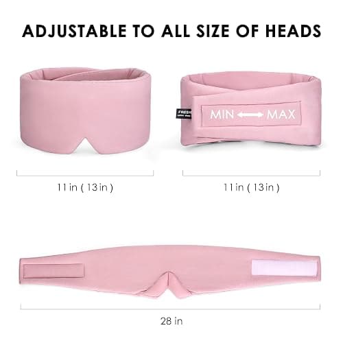 FRESHME Cotton Sleep Mask Blackout - Handmade Eye Mask for Sleeping Eye Shade Cover Sleep Mask for Women Men Girl Soft and Breathable Adjustable Blinder Light Blocking Pink Airplane with Travel Pouch thumbnail 4