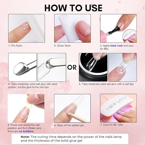 Makartt Solid Nail Glue Gel for Press On Nails- Strong Clear Acrylic Nail Tips Solid Gel Nail Glue for Fake Nails Soft Gel Nail Tips Solid Hard Gel for Nails Nail Art DIY Home 15ML UV Light Cured thumbnail 6