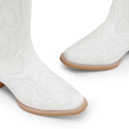 DREAM PAIRS Womens Cowboy Boots Comfortable Cowgirl Knee High Boots Pull On Side Zipper Chunky Heel Embroidered Western Boots thumbnail 2