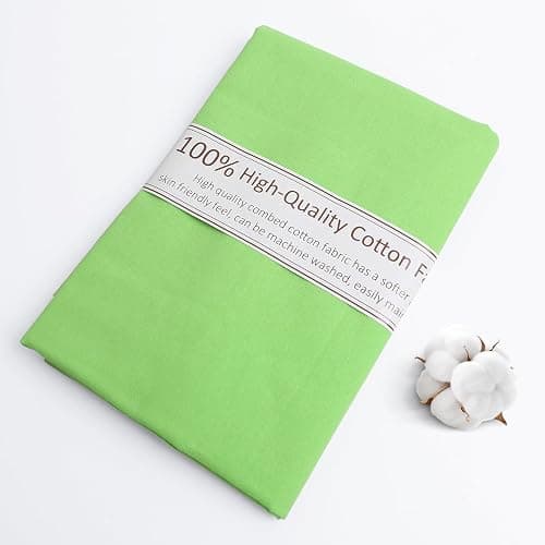 FFPDYBEST Fluorescent Green Cotton Fabric, Natural 100% Cotton Poplin Fabric by The Yard 59 Inches Wide Lining Fabric for Sewing Apparel Cloth Soft Embroidery Quilting, 2 Yard - Image 1
