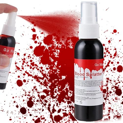 Go Ho Blood Splatter Fake Blood Washable(2.1 oz),Halloween Fake Blood Spray Eye Blood Drops Body Paint,Fake Blood for Clothes and Zombie Monster Vampire Clown Costume Cosplay Makeup,1PC - Image 1