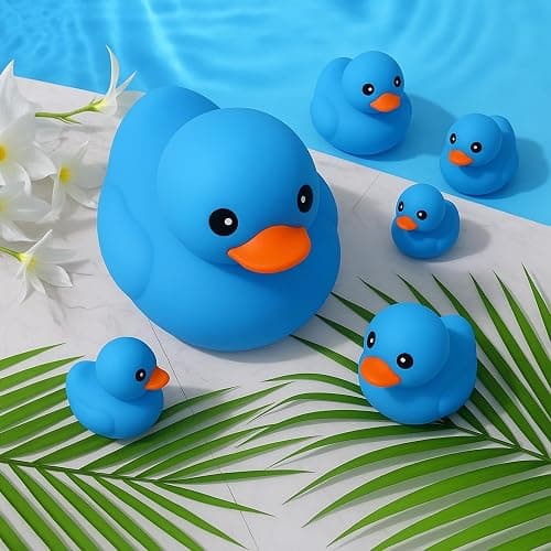 Jumbo Rubber Duck Bath Toy - 8" Giant Ducks Big Duckie Baby Shower Birthday Party Favors (Blue) thumbnail 6