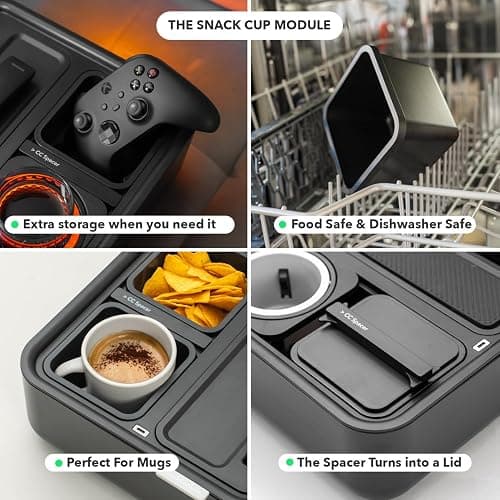 CouchConsole Original Tray - Drinks & Snacks Sofa Caddy with Armrest, Table with Phone Stand- TV Remote Control Storage and Organizer - for Living Rooms, RV, and Cars, Black/Orange thumbnail 6