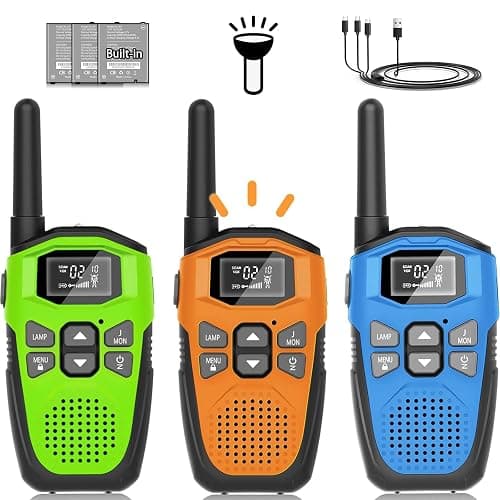 Walkie Talkies Long Range for Kids Adults 3 Pack, DURLK Rechargeable Walky Talky 2 Way Radios 22 Channels with 1200mAh Li-ion Battery,LED Flashlight,Type-C Cable for Outdoor Camping Hiking Trip - Image 1