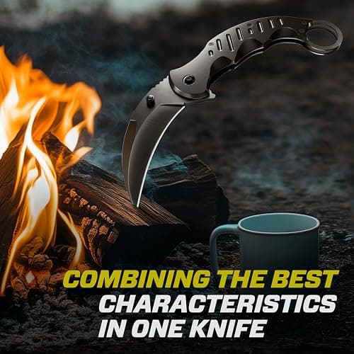 Tactical Spring Assisted Pocket Knife - Karambit Folding Knives for Men - Folding Sharp Tiger Claw Blade - Best Combat Tool for Hunting Military Camping Self Defense EDC - Birthday Mens Gifts X-42 thumbnail 7
