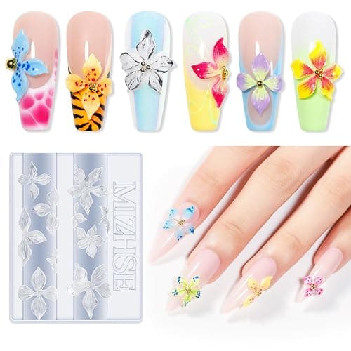 MIZHSE 3D Nail Molds for Nail Art, 1PC Silicone 3D Flower Charm Nail Molds for 3D Sculpting Molding Gel Nail Desgin Home DIY Manicure - Image 1