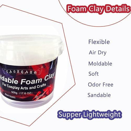 500g Cosplay Foam Clay,Lightweight Sculpting Foam, Air Dry Clay for Cosplay and Costumes,Moldable Foam Clay for Intricate Designs, Cutting or Rotary Tool, Sanding or Shaping (White) thumbnail 4