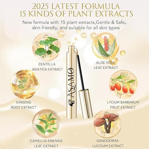 Eyelash Growth Serum – 15 Plant Extracts for Longer, Denser & Robust Lashes,Boosts Natural Lash Development,eyelash serum,Enhance Natural Beauty, Hypoallergenic Oil Free,lash growth serum（PURE GOLD） thumbnail 2