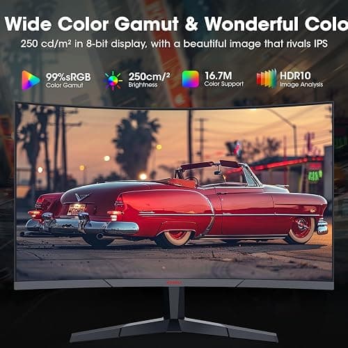 KOORUI 24 Inch Gaming Monitor - FHD 1080P Curved Monitors 180Hz VA, Built-in Adaptive Sync with 1ms, 1500R with Ultra-Thin, HDMI X2 / DP, VESA Compatible, Tilt Adjustable, Eye Care 24E6CA thumbnail 4